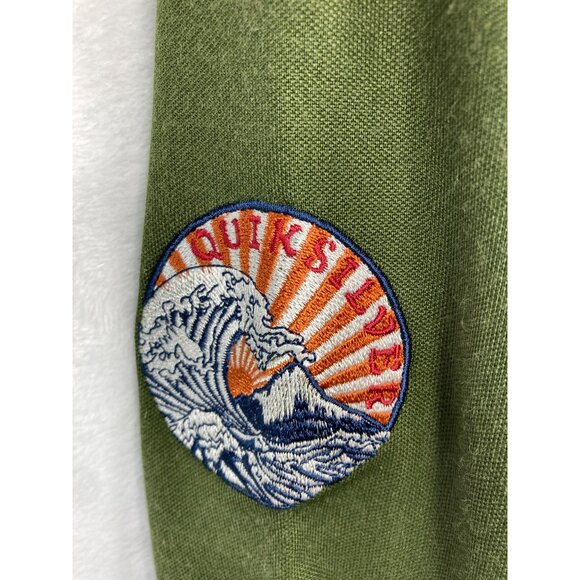 Y2K Quicksilver Jacket Green & White Track Full Zip Hoodless 2000s Size S/P - Picture 11 of 12